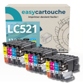 Pack compatible Brother LC521, 12 cartuchos | easycartouche